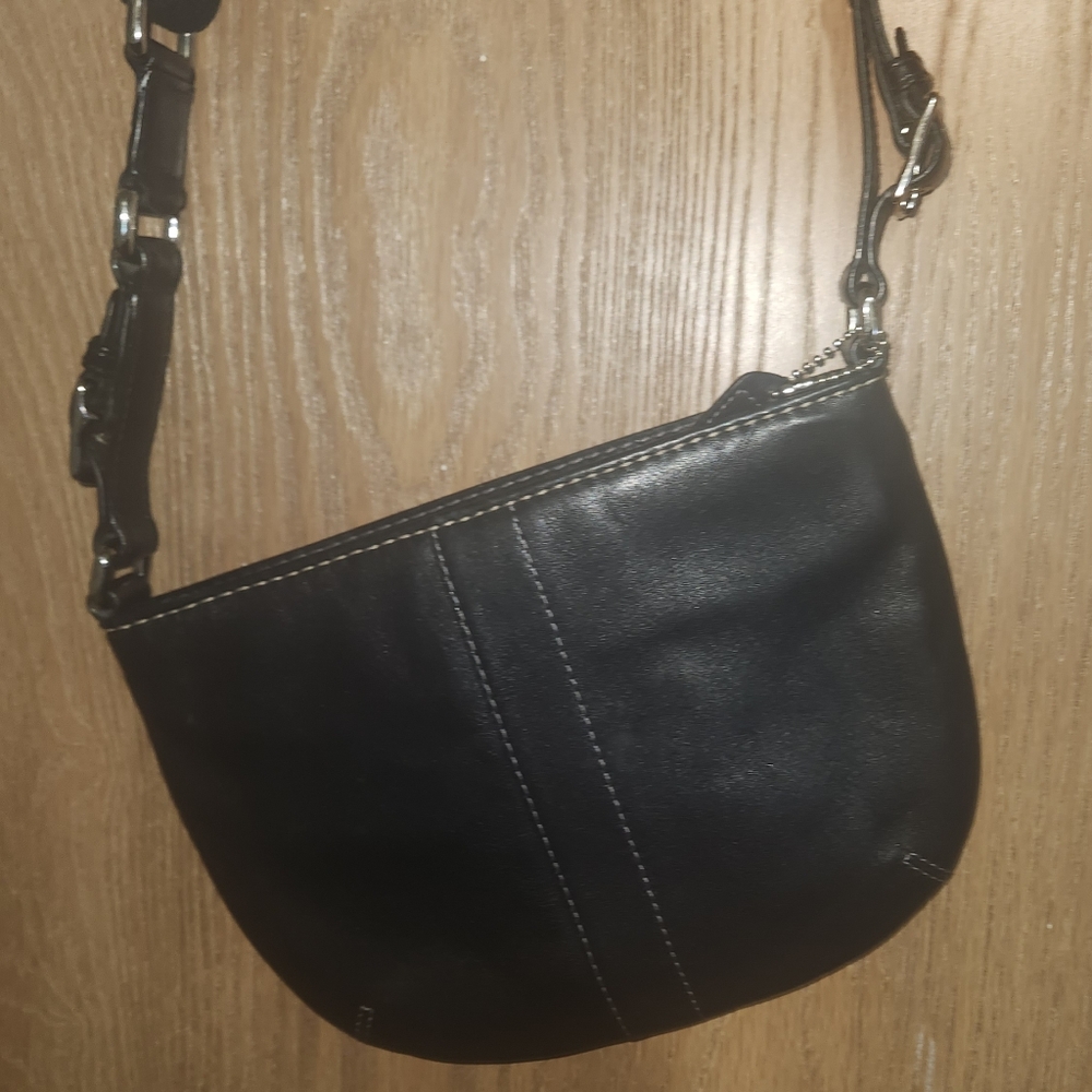 Vintage Coach Black Leather Swingpack Bag Tassel Crossbody Messenger Purse - Picture 7 of 11